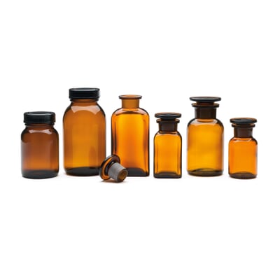Glazen apothekersfles met smalle hals 26 cm hoog | Were Home