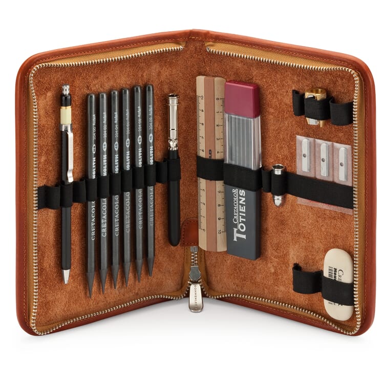 Leather Pen Attache With Contents