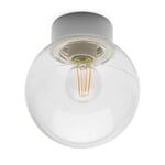 Loftslampe i porcelæn og klart glas