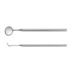 Set of stainless steel dental care instruments