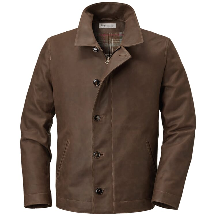 Veste en cuir de vachette pour homme, Marron