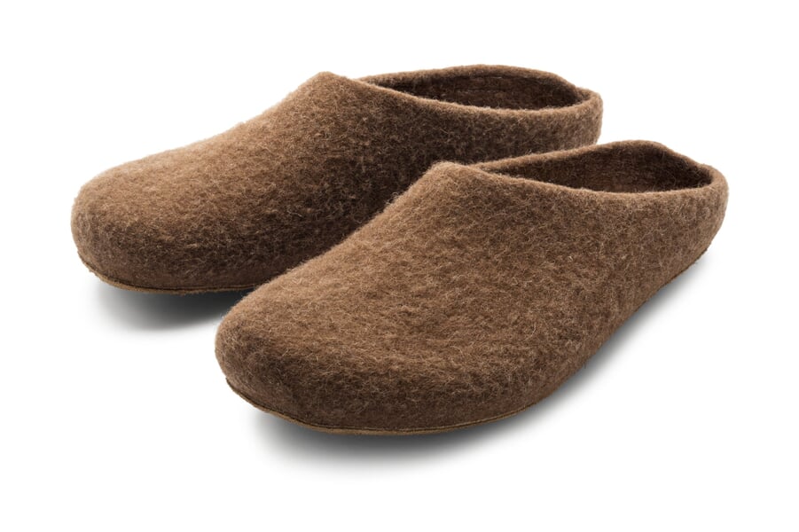 Pantoffel van kameelhaar Bruin