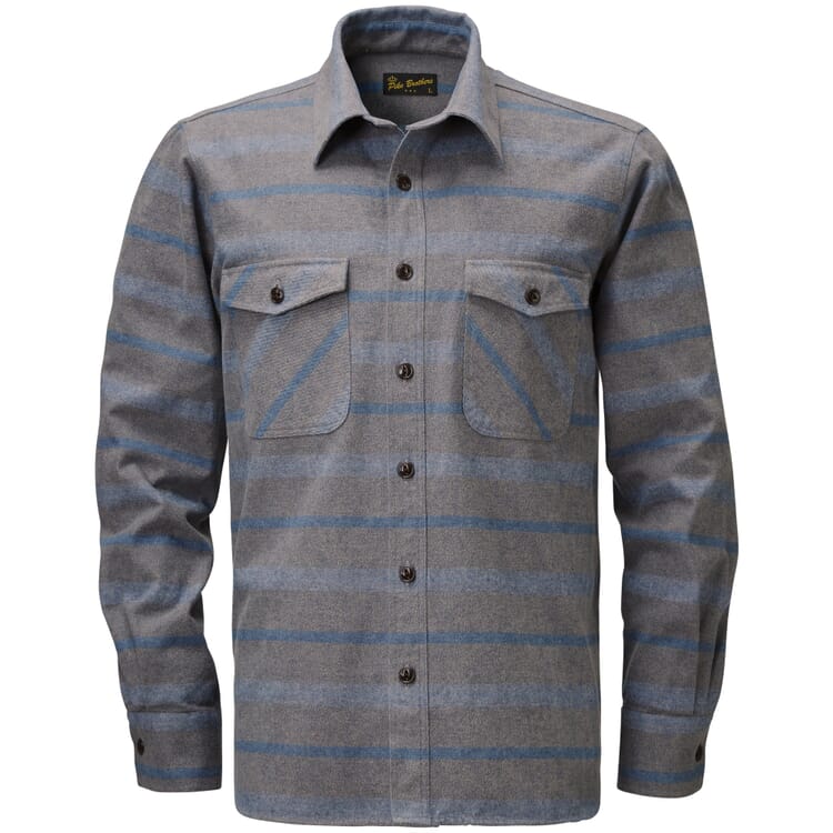 Flannel Overshirt, Grey-Blue