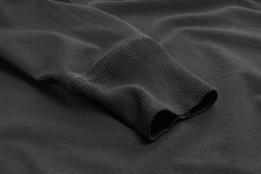 Heren-T-shirt van jersey met lange mouwen Antraciet, close-up