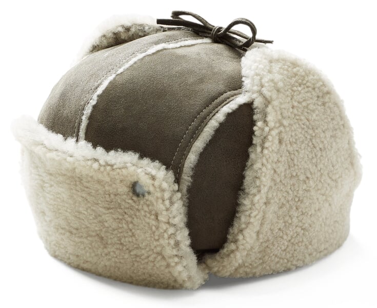 Mens lambskin cap Gray-brown