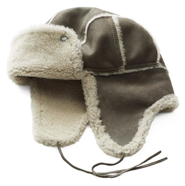 Mens lambskin cap Gray-brown
