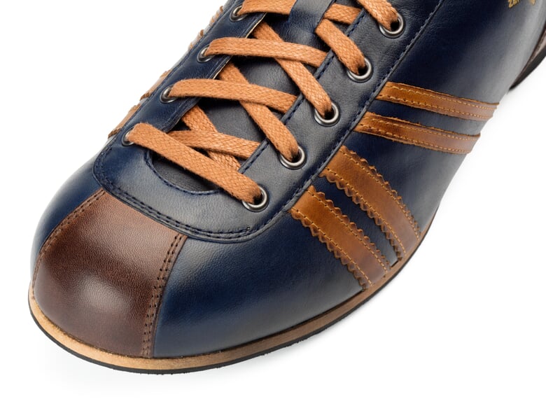 Ledersportschuh Derby Dunkelblau, Detailsicht