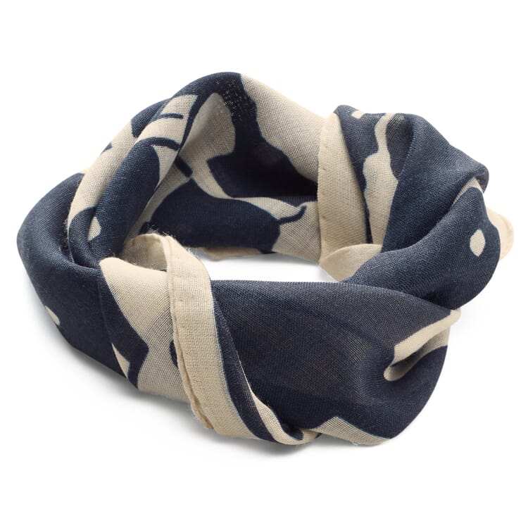 Men’s Neckerchief Made of a Wool and Silk Fabric, Navy Blue-Ecru