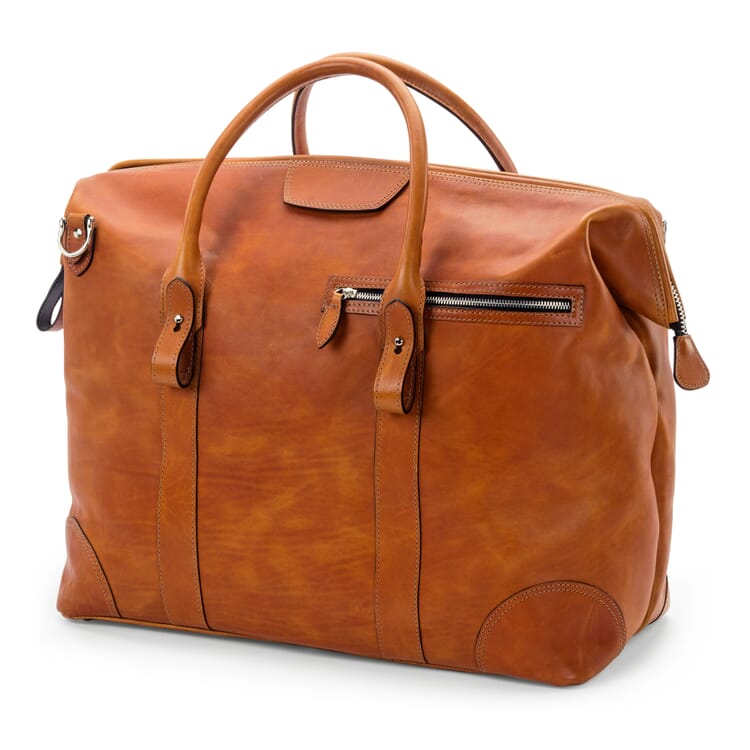 Weekender en cuir de taureau, Cognac