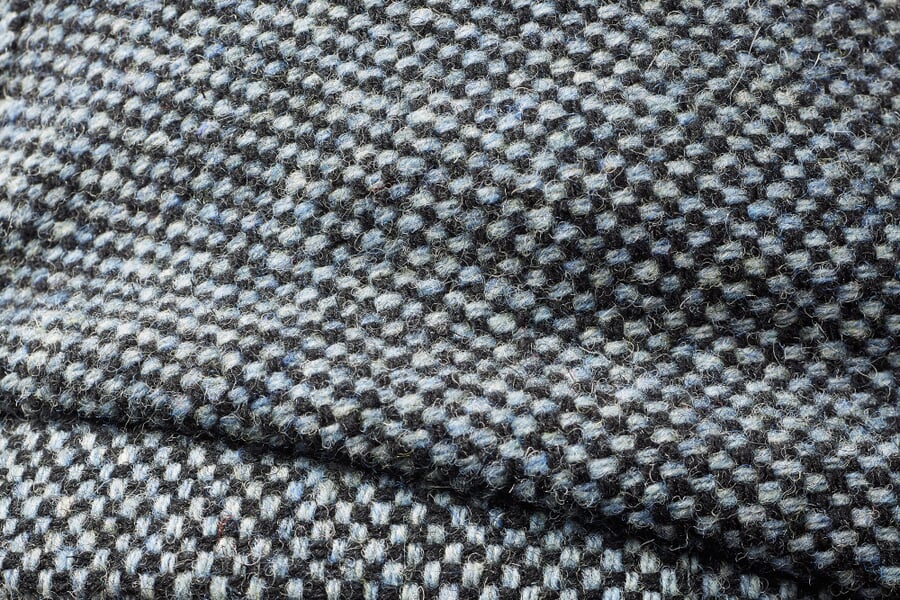 Herren-Wollkappe Grau-Blau, Detailsicht