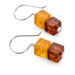Earrings amber cubes Brauntones