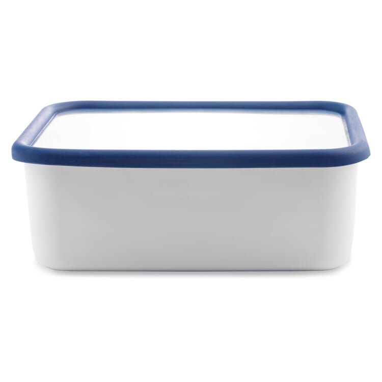 Storage container enamel blue white