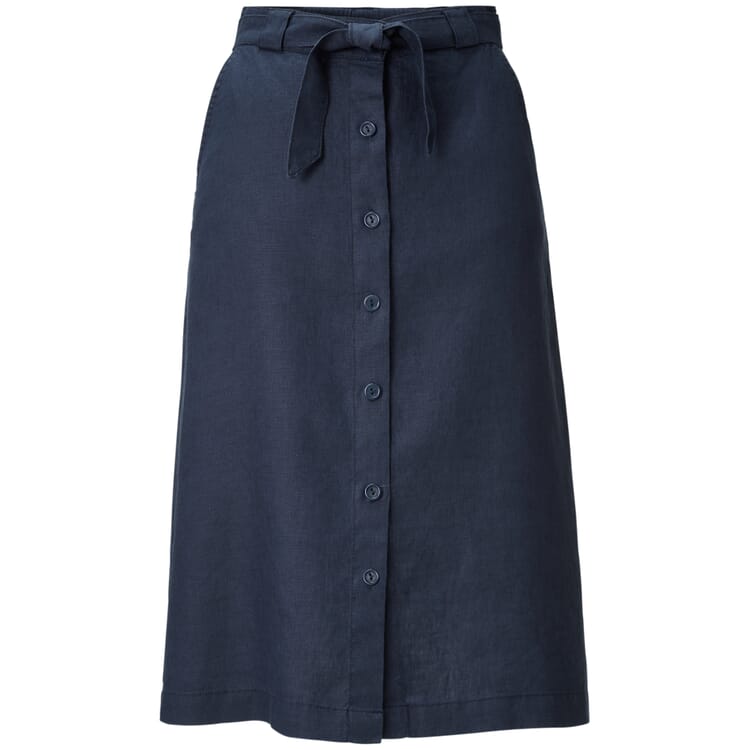 Ladies linen skirt buttoned, Blue