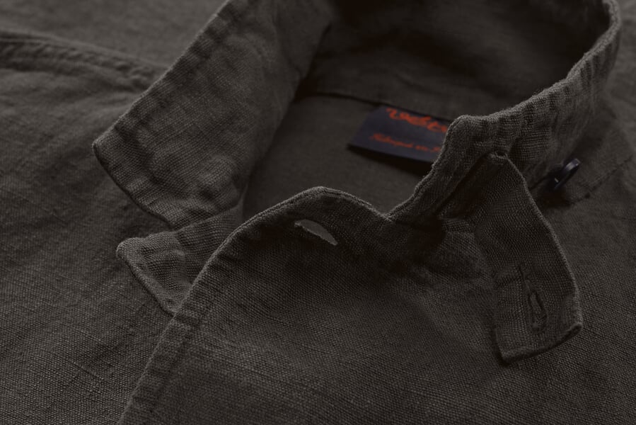 Herrenjacke Leinen Grafit, Detailsicht