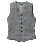 Men’s Hauler Vest Made of Striped Cotton Linen Fabric Grey-White