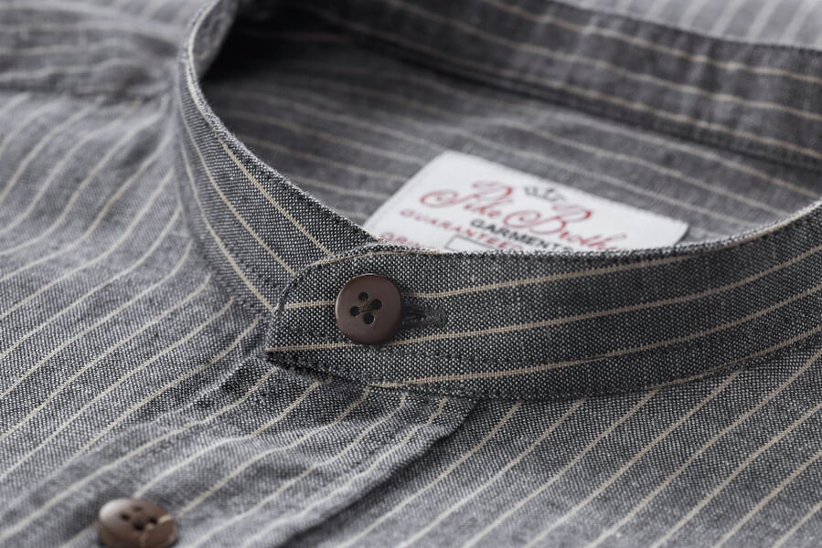 Herren-Buccanoy-Shirt gestreift Blau-Weiß, Detailsicht