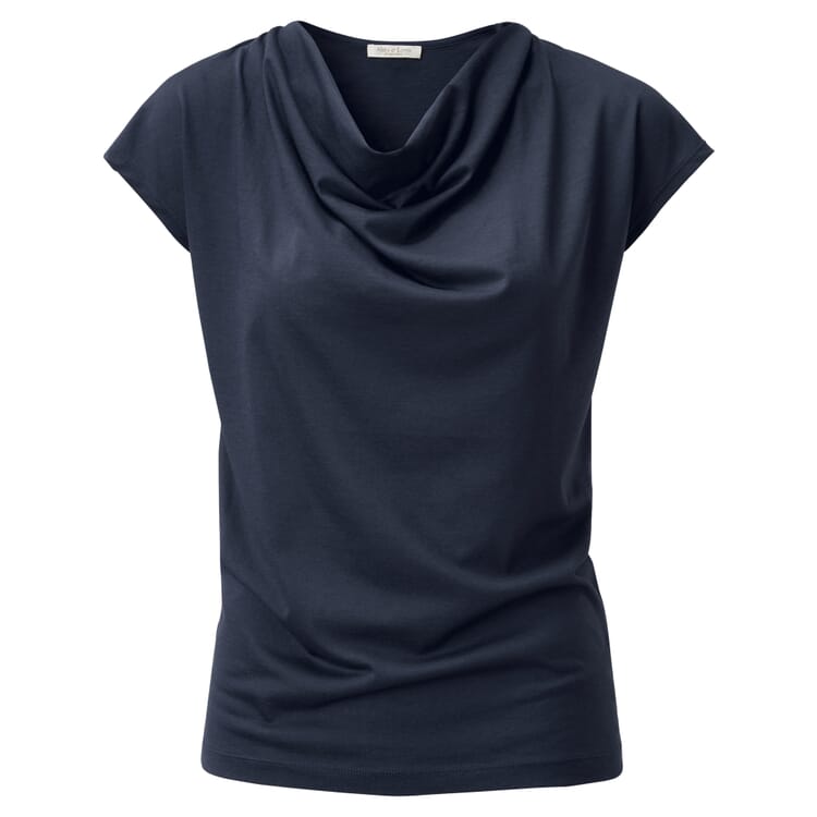 Women’s T-Shirt with Draped Neckline Cascade, Dark blue