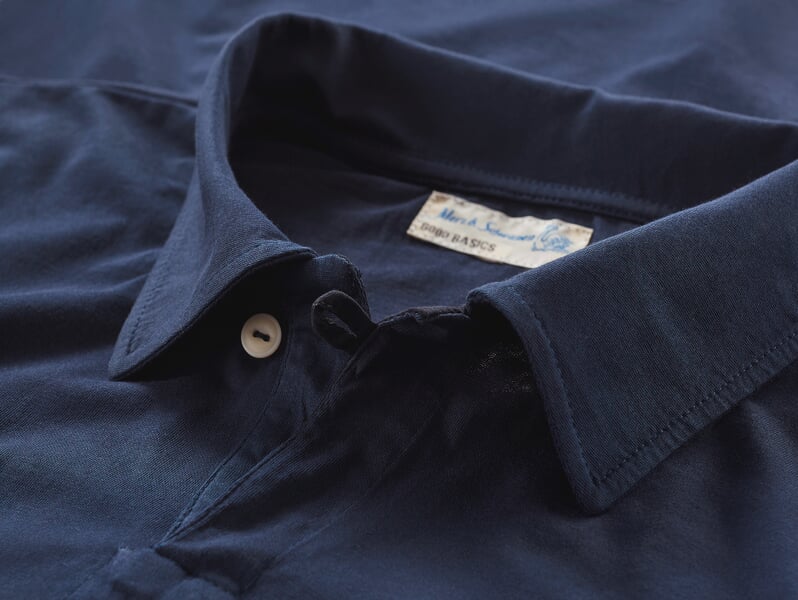 Men polo shirt Dark blue, close-up