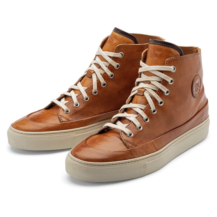 Bottes à lacets en cuir pour hommes, Cognac