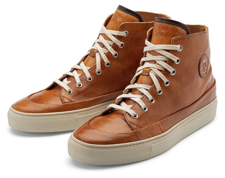 Leren veterlaars voor heren Cognac