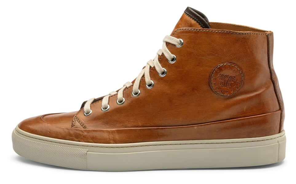Leren veterlaars voor heren Cognac