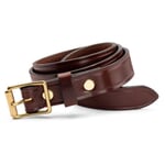 Men's leather belt narrow Dark brown