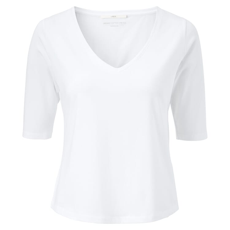 T-shirt femme col V, Blanc