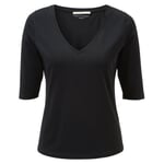 T-shirt femme col V Noir