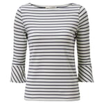 Damenshirt Dreiviertelarm Creme-Blau
