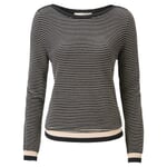 Damen-Streifenpullover Schwarz-Creme