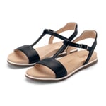 Leren teenslipper voor dames Donkerblauw