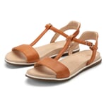 Leren teenslipper voor dames Lichtbruin