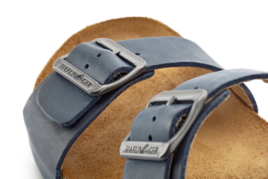 Unisex slipper met voetbed Blauw, close-up