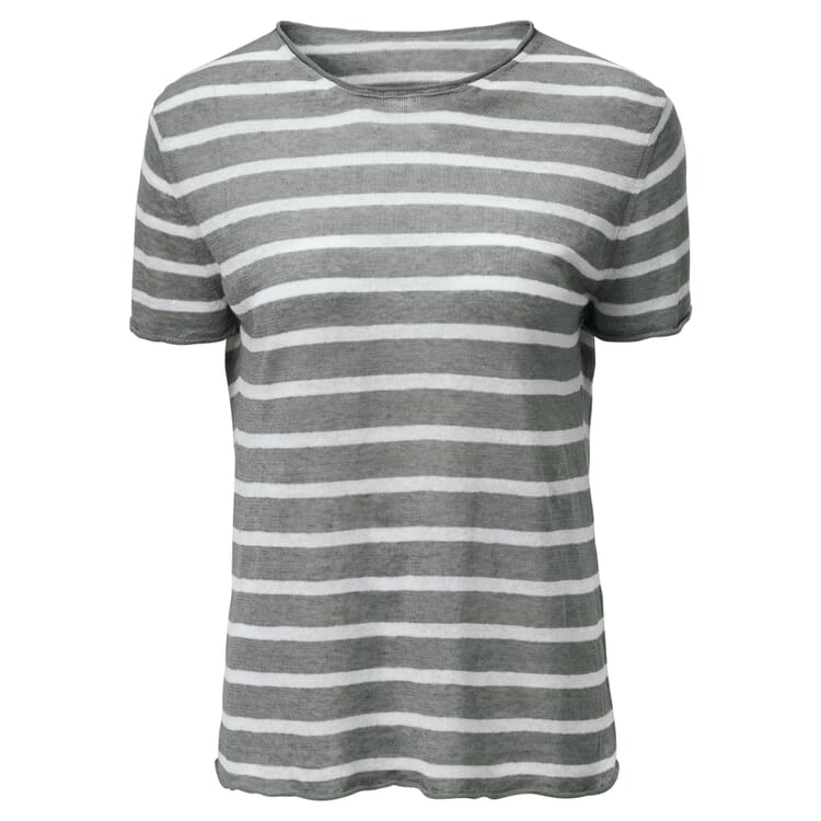 Ladies striped shirt linen, Gray-White