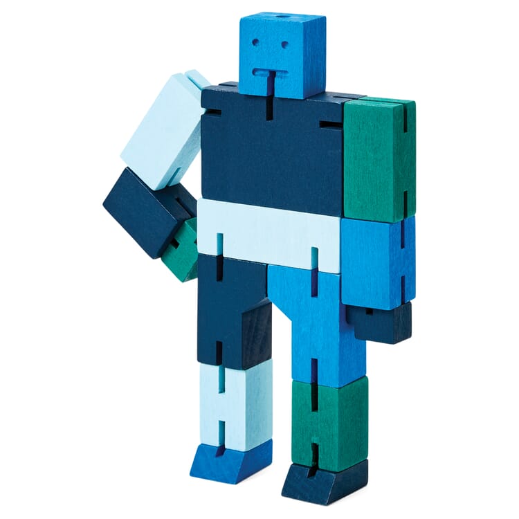 Holzfigur Cubebot, Blau