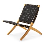 Folding Chair Oak Wood Black