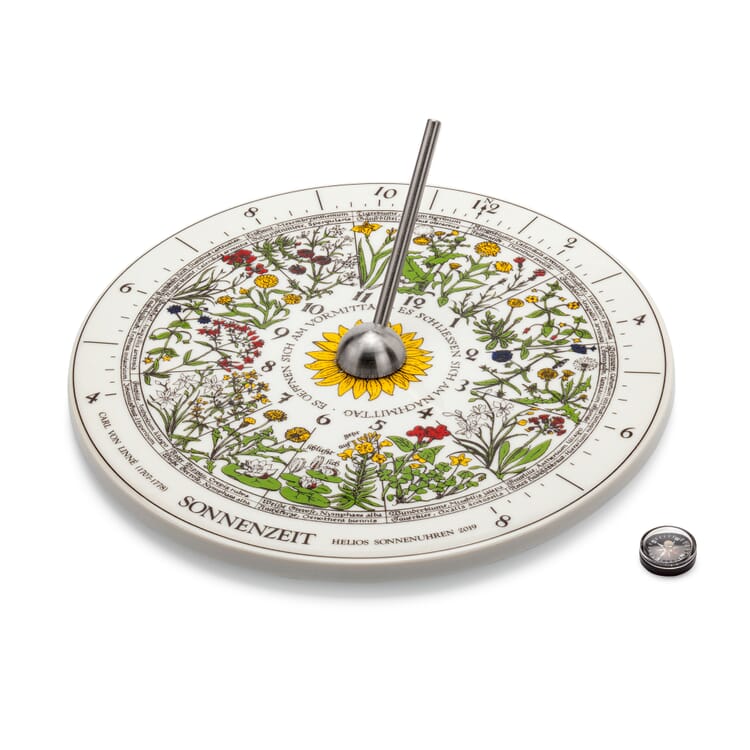 Cadran solaire avec horloge florale Porcelaine