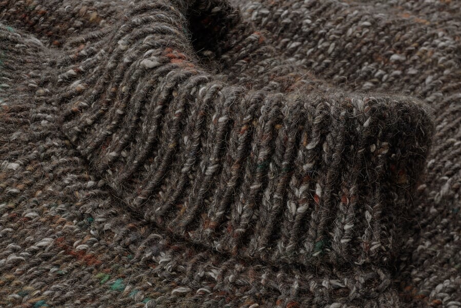 Mens Knit Sweater Brown melange, close-up