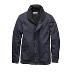 Men’s Boat-Deck and Field Jacket Made of Wool-Lined Canvas Navy Blue