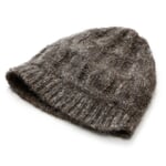 Damenstrickmütze Zopfmuster Braunmelange