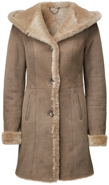 Manteau en peau d'agneau pour femme Marron clair