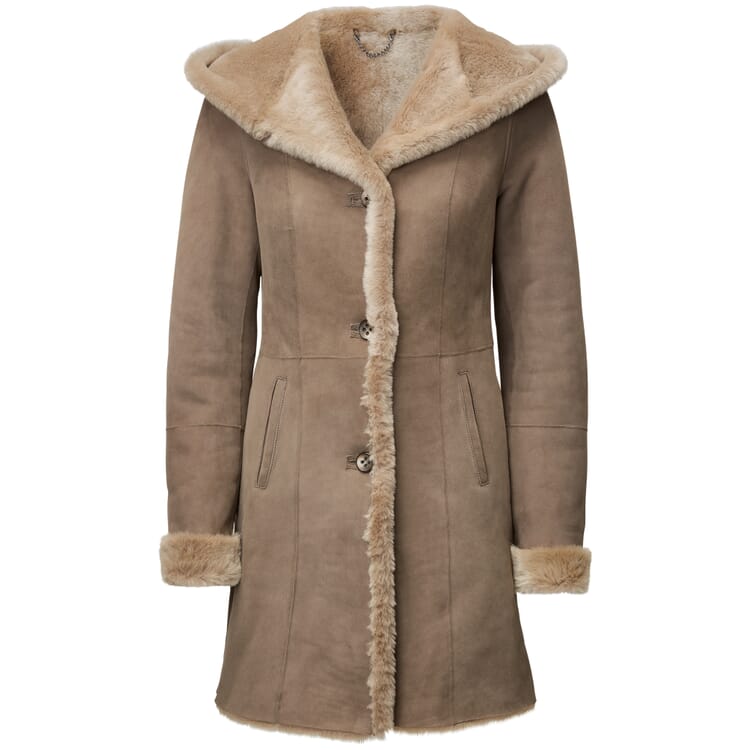 Manteau en peau de mouton pour femmes, Marron clair