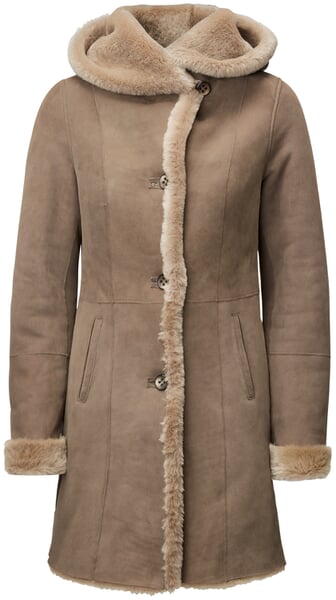 Manteau en peau d'agneau pour femme Marron clair