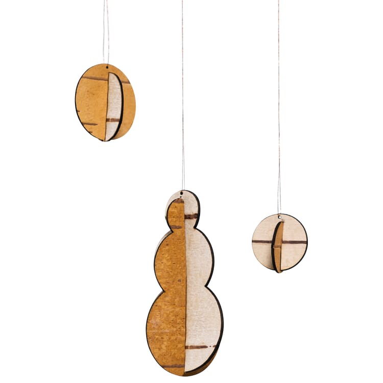 Décorations de Noël en écorce de bouleau, Bonhomme de neige