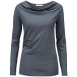 Women’s Long-Sleeved T-Shirt with Draped Neckline Cascade Dove Blue