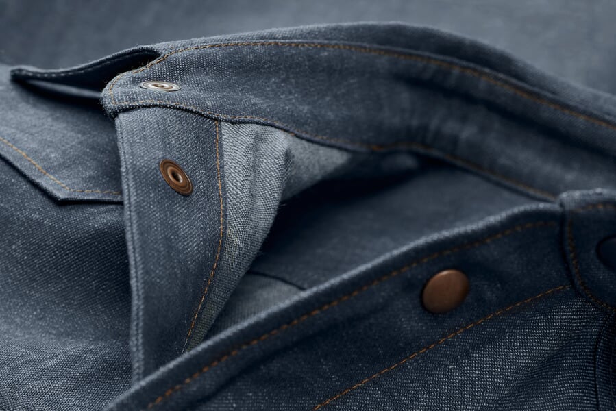 Heren jeans shirt Blauw, close-up