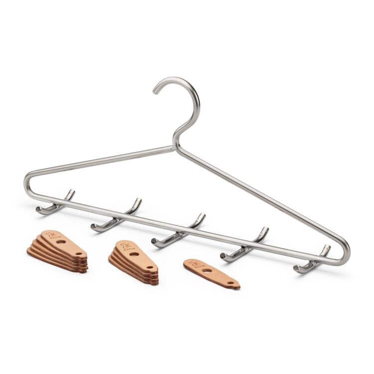 Stainless Steel Hanger with Belt Clips with Leather Tabs