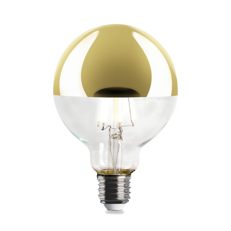 LED-spejllampe Globe, messing