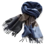 Men scarf cashmere wool Blue-Braun