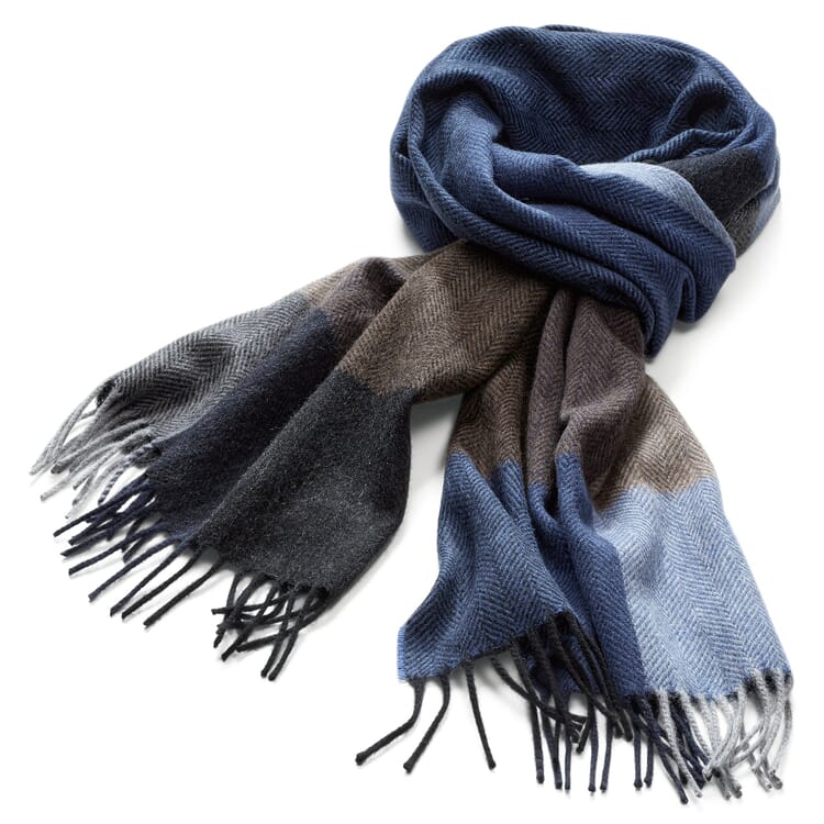Men scarf cashmere wool, Blue-Braun
